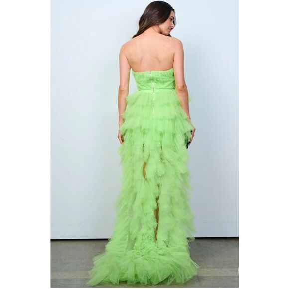 Neon Green Tulle Hi-Lo Dress - Picture 3 of 5